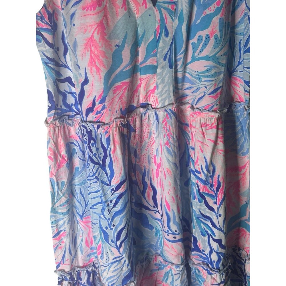 Lilly Pulitzer Lorina Swing Dress Crew Blue Tint Kaleidoscope Coral Size S NWT - Picture 4 of 9